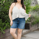 Jane 2-Button Mid Length Dad Shorts - PLUS