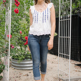 Maddy Mid Rise Dark Wash Cuffed Capri Jeans