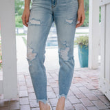 Alexis Light Bleach Splash Boyfriend Jeans