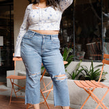 Celeste High Rise With Distressed Crop Wide Leg - PLUS