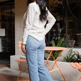 Celeste High Rise With Distressed Crop Wide Leg
