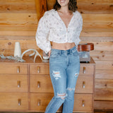 Susie Distressed Straight-Mid Rise Jeans