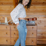 Susie Distressed Straight-Mid Rise Jeans
