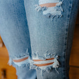 Susie Distressed Straight-Mid Rise Jeans