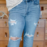 Susie Distressed Straight-Mid Rise Jeans - PLUS
