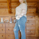 Susie Distressed Straight-Mid Rise Jeans - PLUS
