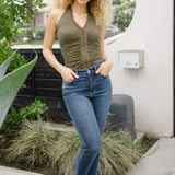 Dessarie High Rise Skinny with Distressed & Shark Bit Hem