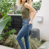 Dessarie High Rise Skinny with Distressed & Shark Bit Hem