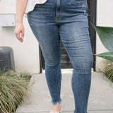 Dessarie High Rise Skinny with Distressed & Shark Bit Hem - PLUS