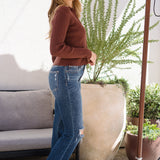 Lucy Mid Rise Hand Sand & Mildly Distressed Bootcut Jeans
