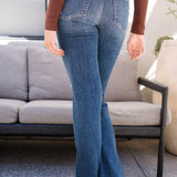 Lucy Mid Rise Hand Sand & Mildly Distressed Bootcut Jeans