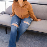Lucy Mid Rise Hand Sand & Mildly Distressed Bootcut Jeans - PLUS