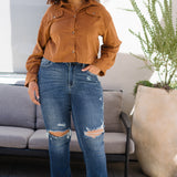 Lucy Mid Rise Hand Sand & Mildly Distressed Bootcut Jeans - PLUS