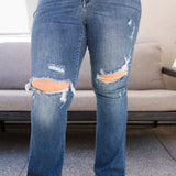 Lucy Mid Rise Hand Sand & Mildly Distressed Bootcut Jeans - PLUS