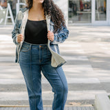 Sally High Rise Front Seam Detail & Cuffed Straight Fit Jeans - PLUS