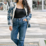 Sally High Rise Front Seam Detail & Cuffed Straight Fit Jeans - PLUS