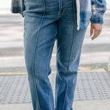 Sally High Rise Front Seam Detail & Cuffed Straight Fit Jeans - PLUS