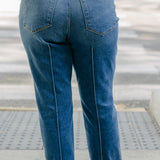 Sally High Rise Front Seam Detail & Cuffed Straight Fit Jeans - PLUS