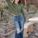Maddie High Rise 90's Distressed Knee Straight Fit