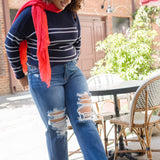 Lauren Mid Rise Distressed Dad Jeans - PLUS