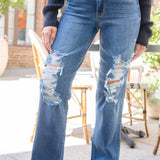 Lauren Mid Rise Distressed Dad Jeans