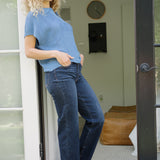 Selena Mid Rise Straight Leg with Fray Hem
