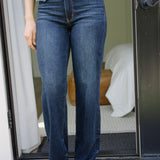 Selena Mid Rise Straight Leg with Fray Hem