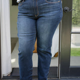 Selena Mid Rise Straight Leg with Fray Hem - PLUS