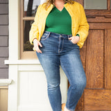 Jennifer Mid Rise Thermal Skinny Jeans - PLUS