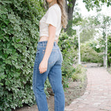 Amber Mid Rise Vintage Wash Non-Distressed Boyfriend