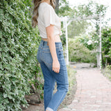 Amber Mid Rise Vintage Wash Non-Distressed Boyfriend