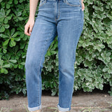 Amber Mid Rise Vintage Wash Non-Distressed Boyfriend