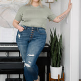 Sadie Mid Rise Thermal Insert Patch Skinny Jeans - PLUS