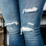 Sadie Mid Rise Thermal Insert Patch Skinny Jeans - PLUS