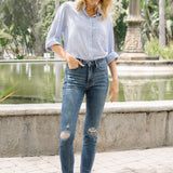 Freya Mid Rise Tummy Control Distressed Skinny