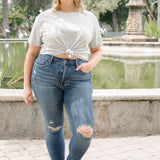 Freya Mid Rise Tummy Control Distressed Skinny - PLUS