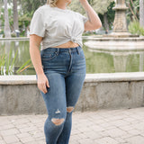 Freya Mid Rise Tummy Control Distressed Skinny - PLUS