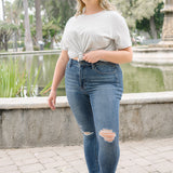 Freya Mid Rise Tummy Control Distressed Skinny - PLUS