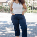Diana High Rise Side Seam Braid Cropped Wide Leg Jeans - PLUS