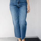 Dolly High Rise Back Pocket Classic Cropped Wide Leg Jeans
