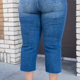 Dolly High Rise Back Pocket Classic Cropped Wide Leg Jeans - PLUS