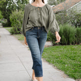 Cassandra Mid Rise Tummy Control Crop Wide Leg Jeans