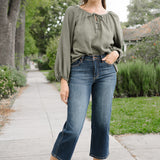 Cassandra Mid Rise Tummy Control Crop Wide Leg Jeans
