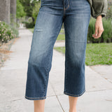 Cassandra Mid Rise Tummy Control Crop Wide Leg Jeans
