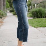 Cassandra Mid Rise Tummy Control Crop Wide Leg Jeans