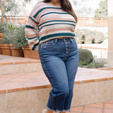 Wren High Rise Button Fly Distressed Hem Crop Wide - PLUS
