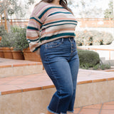 Wren High Rise Button Fly Distressed Hem Crop Wide - PLUS