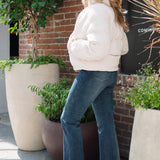 Lisa High Rise Button Fly Hem Distressed Straight Jeans