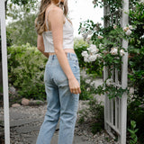 Laney V-Front Cool Denim Cuffed Boyfriend