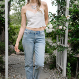 Laney V-Front Cool Denim Cuffed Boyfriend